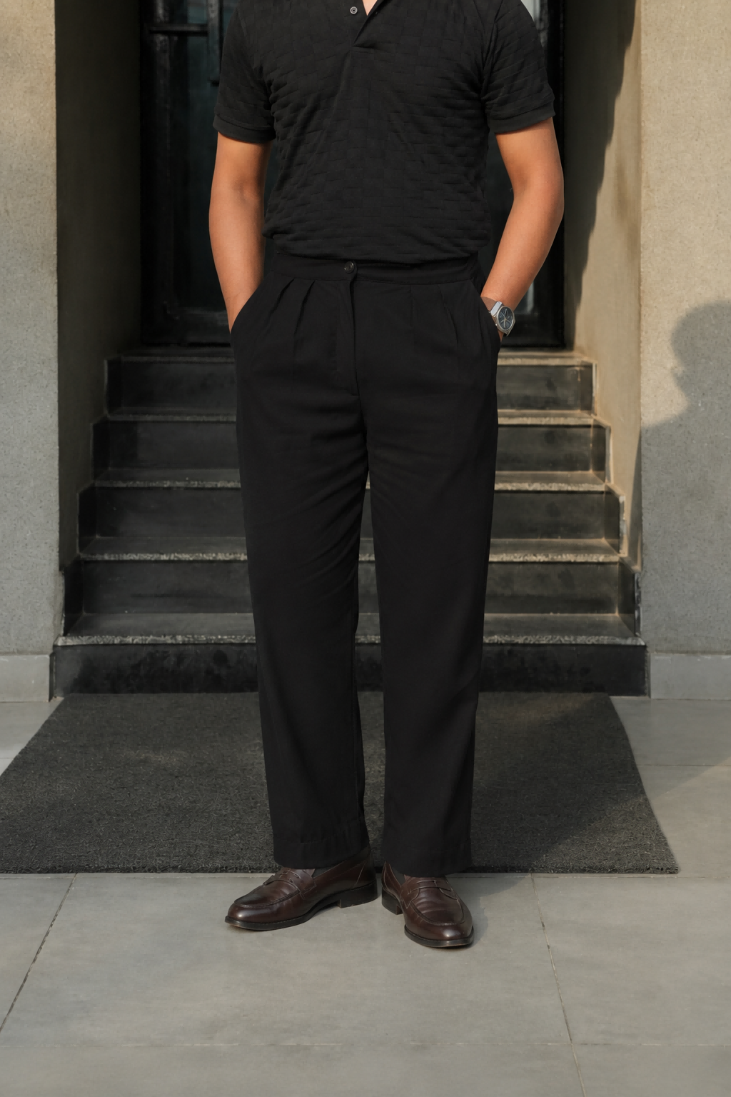 VAYLOR Double Pleated Pants - Black